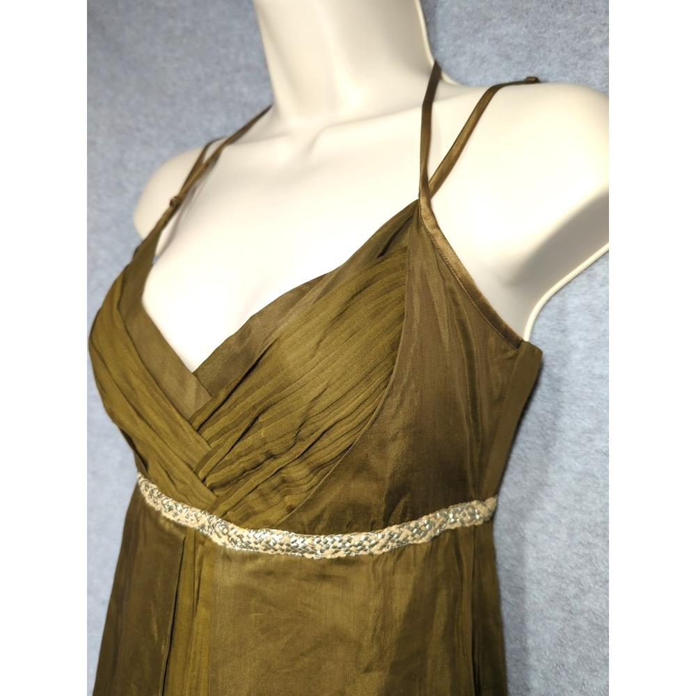 strenesse gabriele Silk Blend Dress 2 Olive Strappy Made in Hungary Elegant Chic